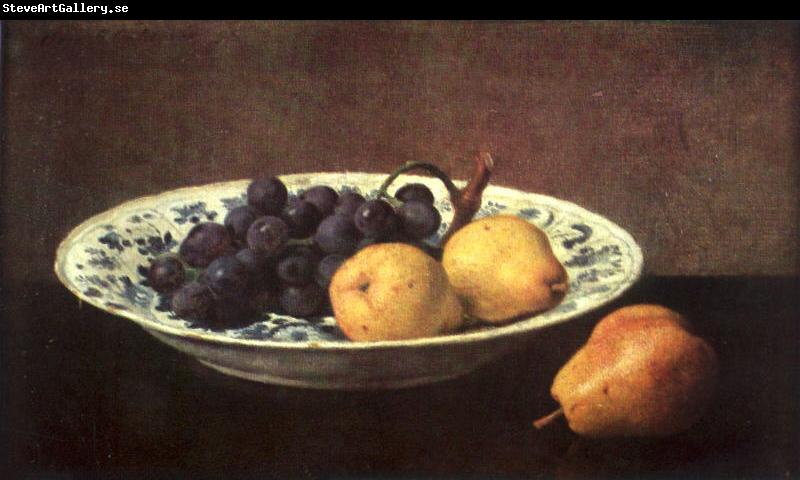 Otto Scholderer Stilleben mit Weintrauben und Birnen